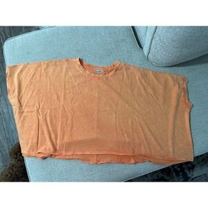 Zenana Crop Top Women One Size Orange Excellent Mineral Wash Boxy Cotton Tee